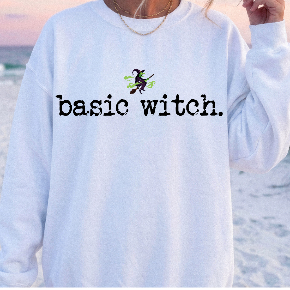 Basic Witch Halloween Sweatshirt – Funny Witchy Crewneck for Women
