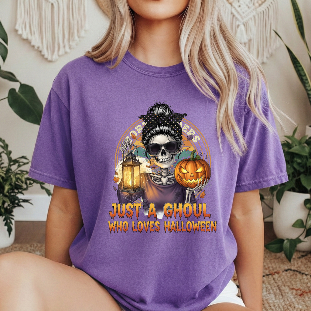 Just a Ghoul Who Loves Halloween Shirt – Funny Halloween Tee for Women