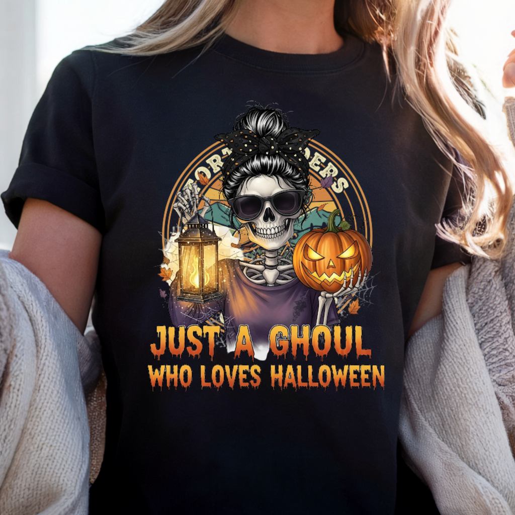 Just a Ghoul Who Loves Halloween Shirt – Funny Halloween Tee for Women