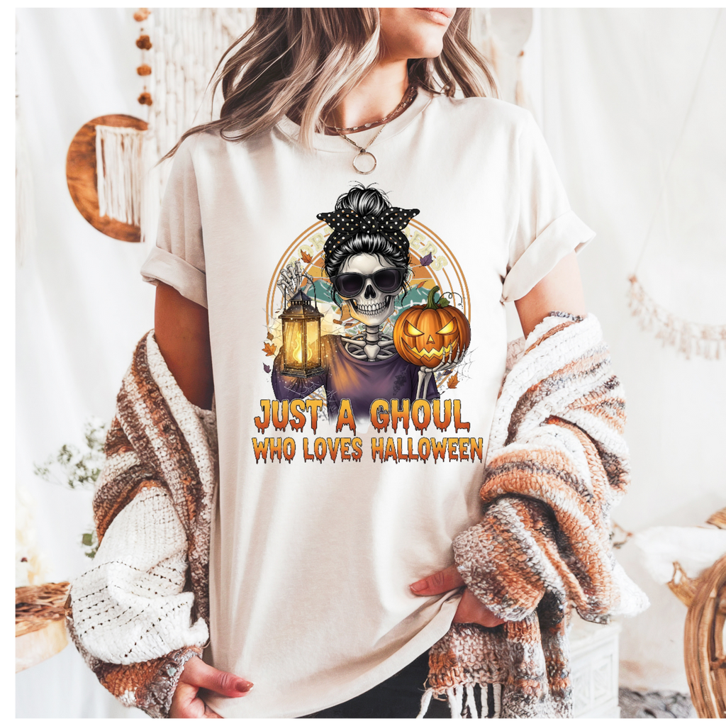 Just a Ghoul Who Loves Halloween Shirt – Funny Halloween Tee for Women