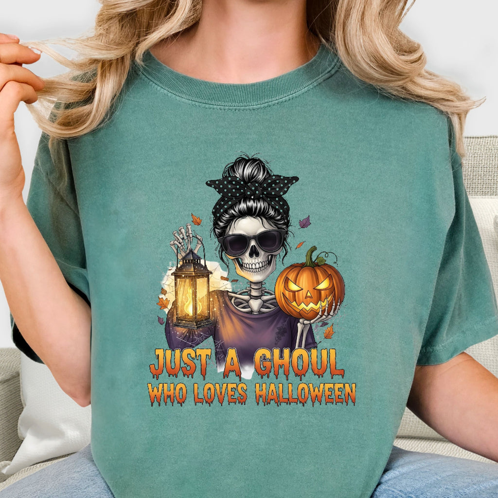 Just a Ghoul Who Loves Halloween Shirt – Funny Halloween Tee for Women