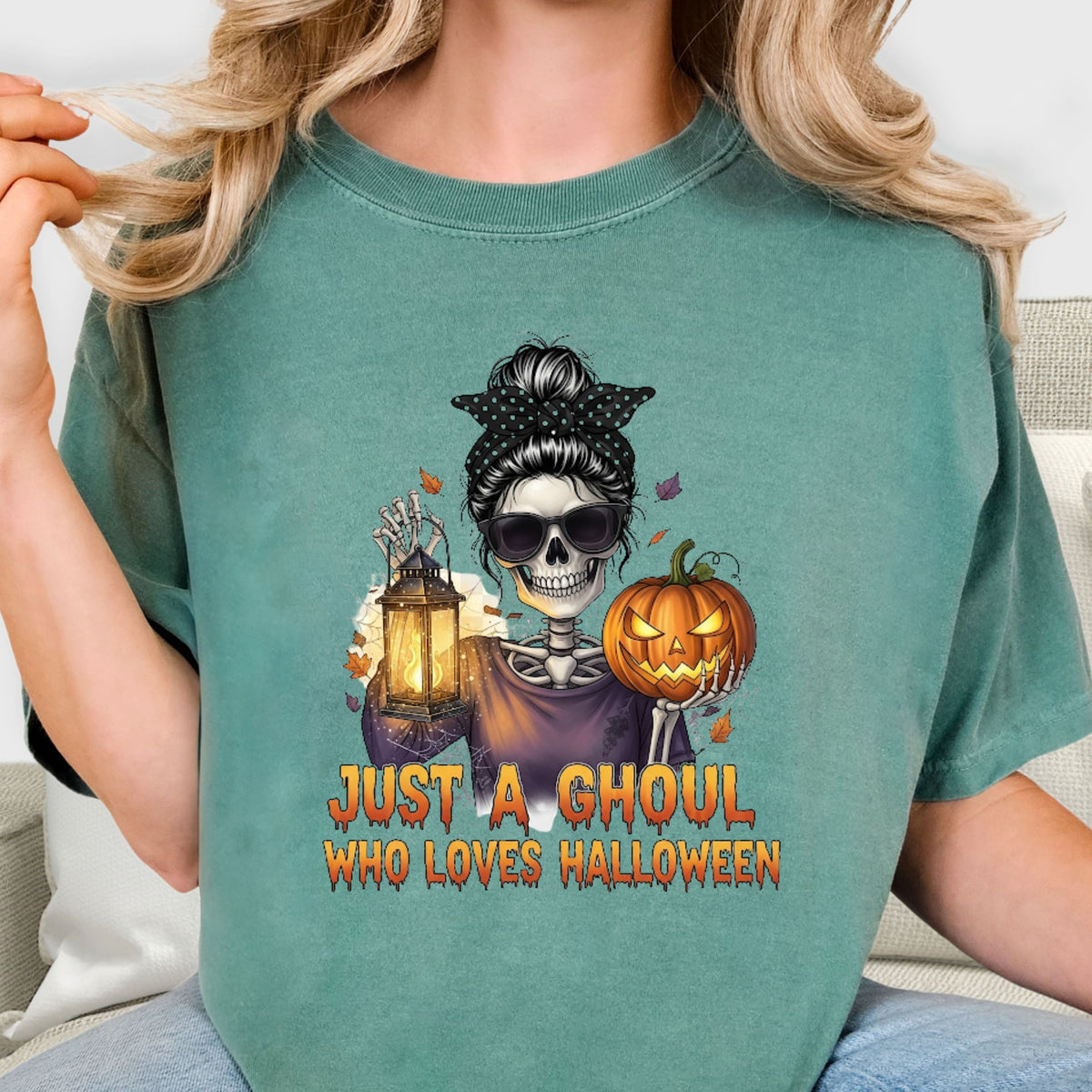 Just a Ghoul Who Loves Halloween Shirt – Funny Halloween Tee for Women