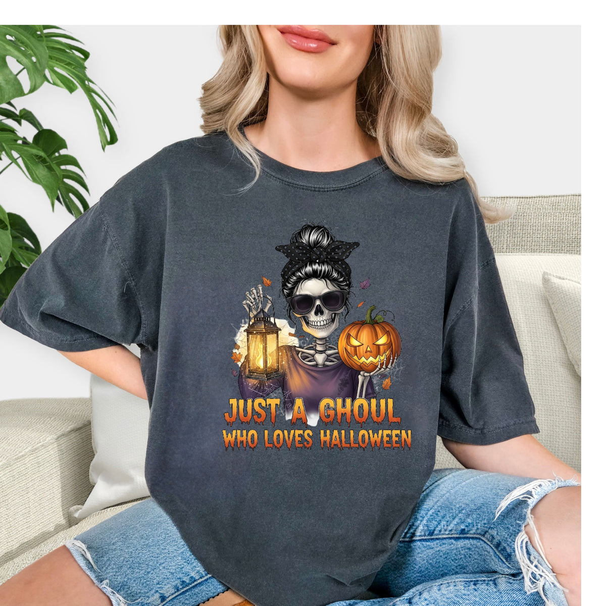 Just a Ghoul Who Loves Halloween Shirt – Funny Halloween Tee for Women
