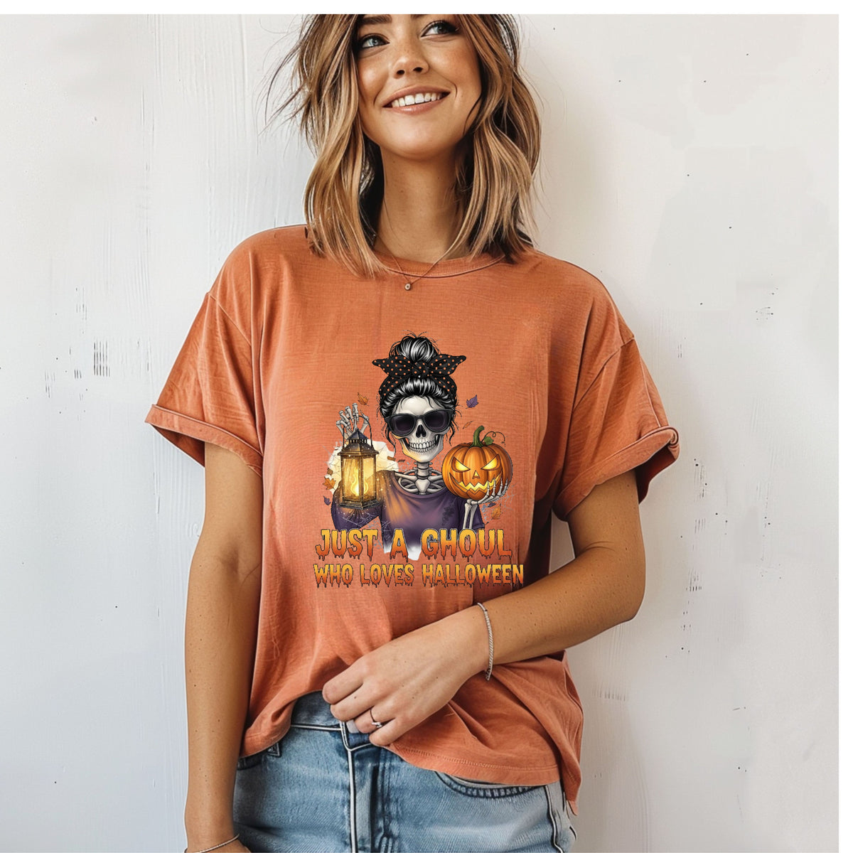 Just a Ghoul Who Loves Halloween Shirt – Funny Halloween Tee for Women