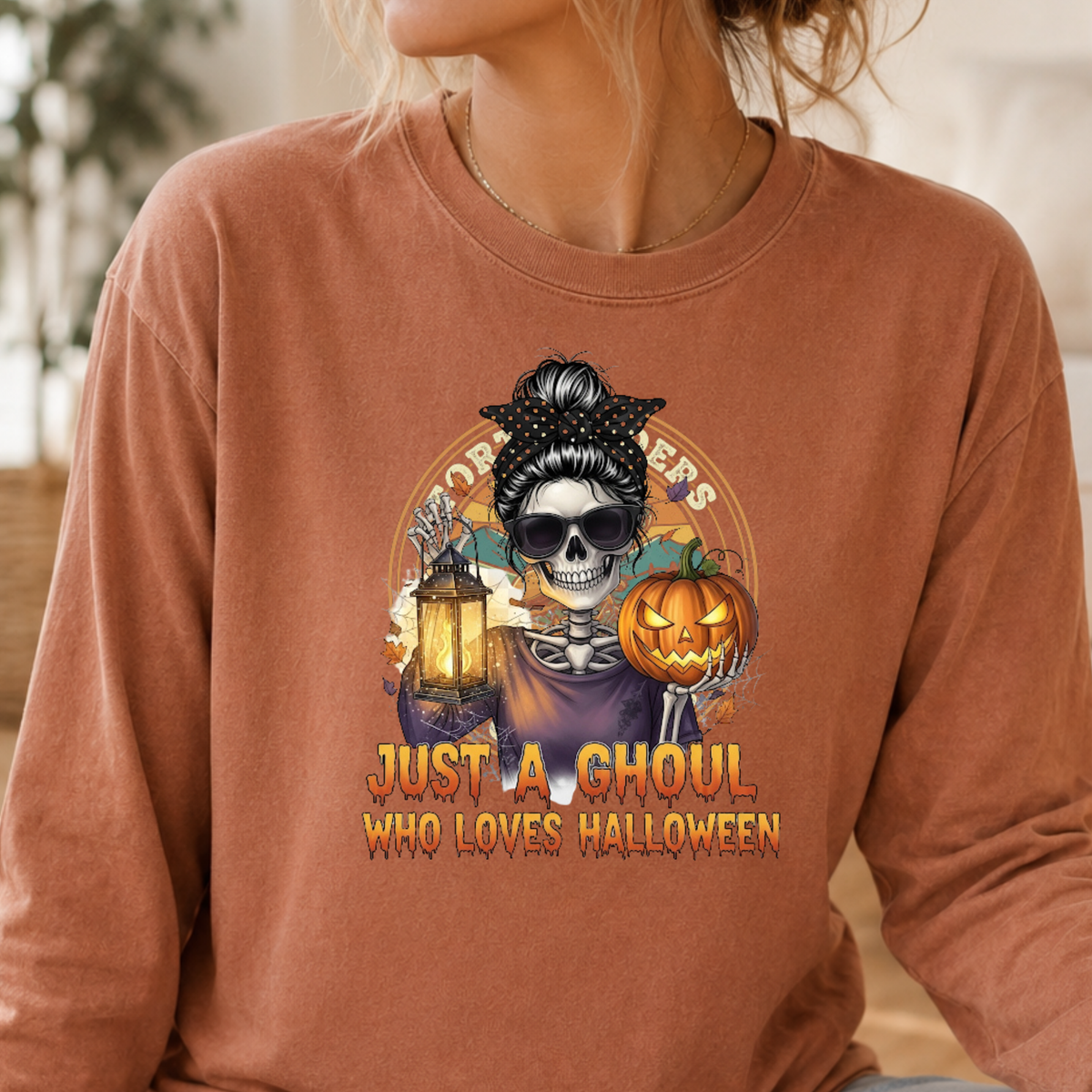 Just a Ghoul Who Loves Halloween Long Sleeve Shirt – Spooky Season Comfort Colors Tee