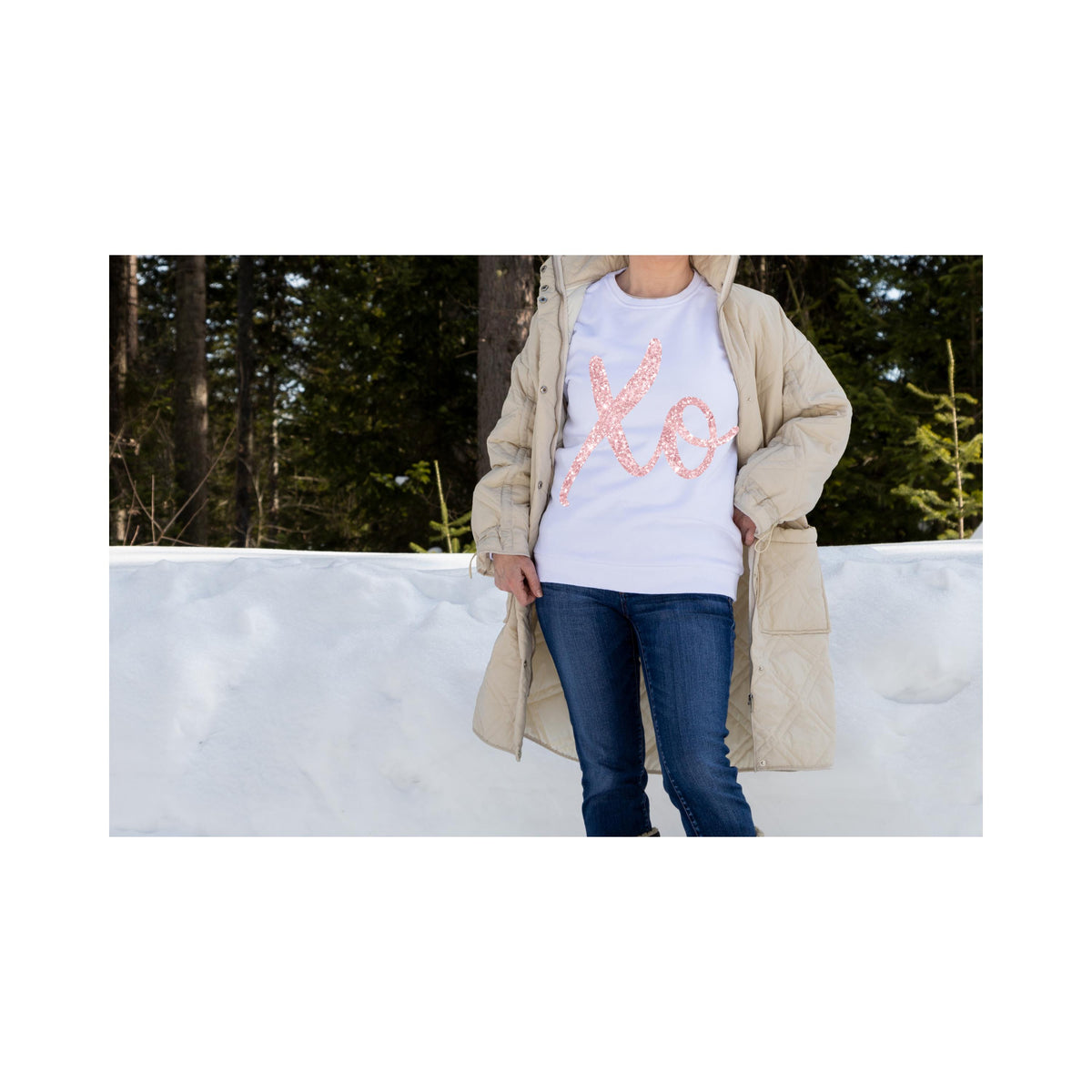Pink Faux Glitter XO Valentine's Day T-Shirt - Comfort Colors