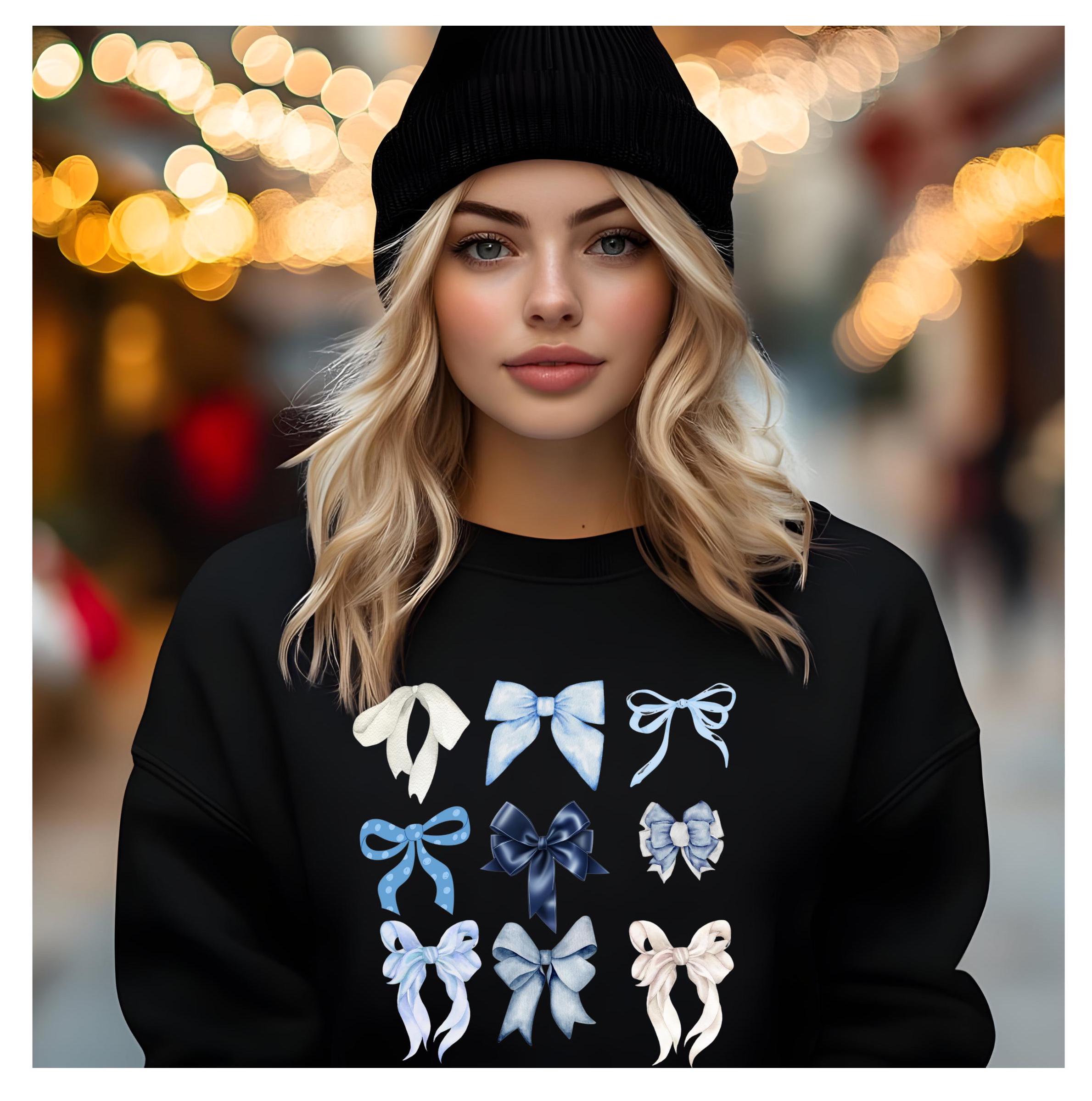 Blue Bows Coquette Sweatshirt: Gildan Softstyle Fleece