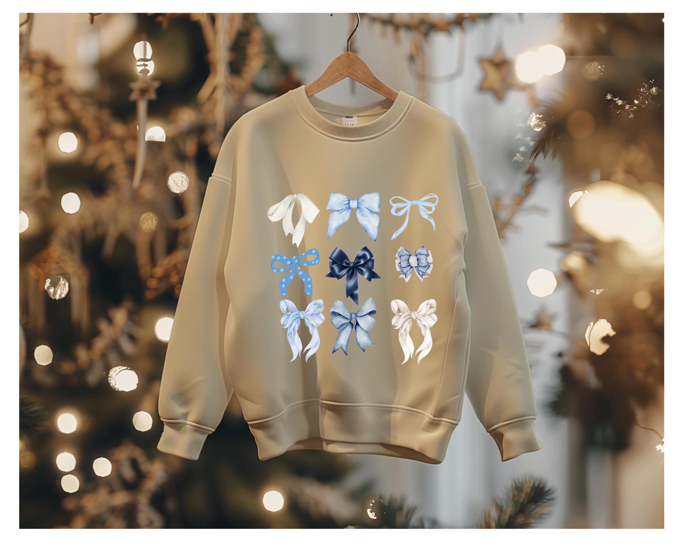 Blue Bows Coquette Sweatshirt: Gildan Softstyle Fleece