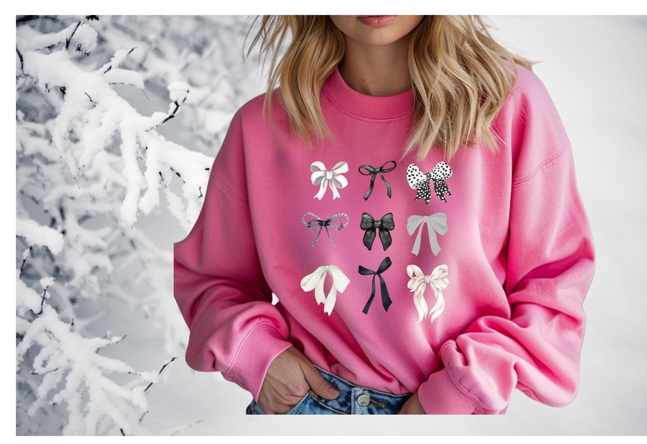 Black and gray bows coquette crewneck sweatshirt.