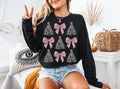Pink bow and christmas tree long sleeve t-shirt
