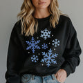 Blue faux glitter snowflakes crewneck sweatshirt