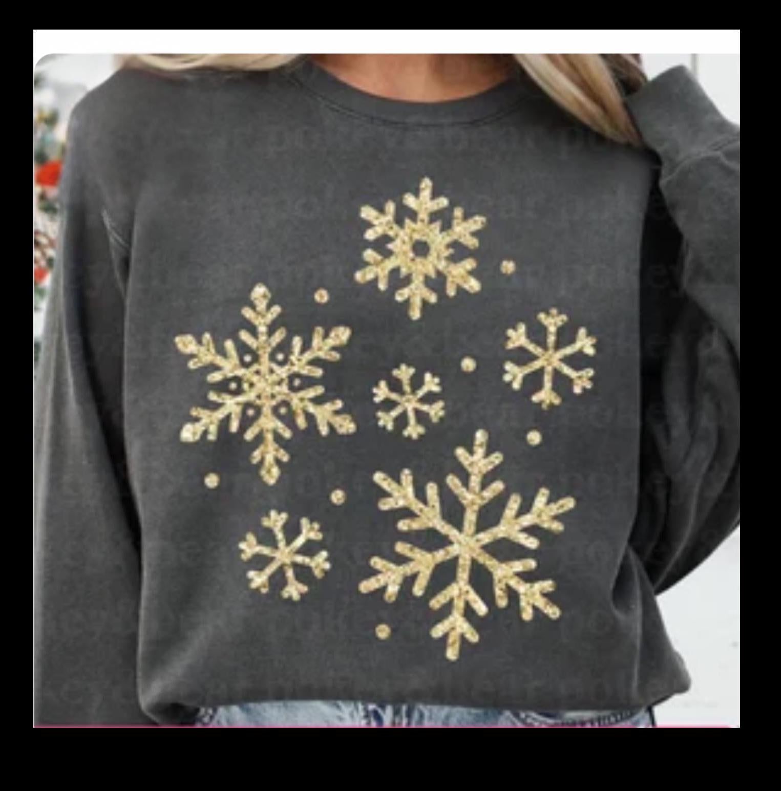 GOLD FAUX glitter snowflake shirt