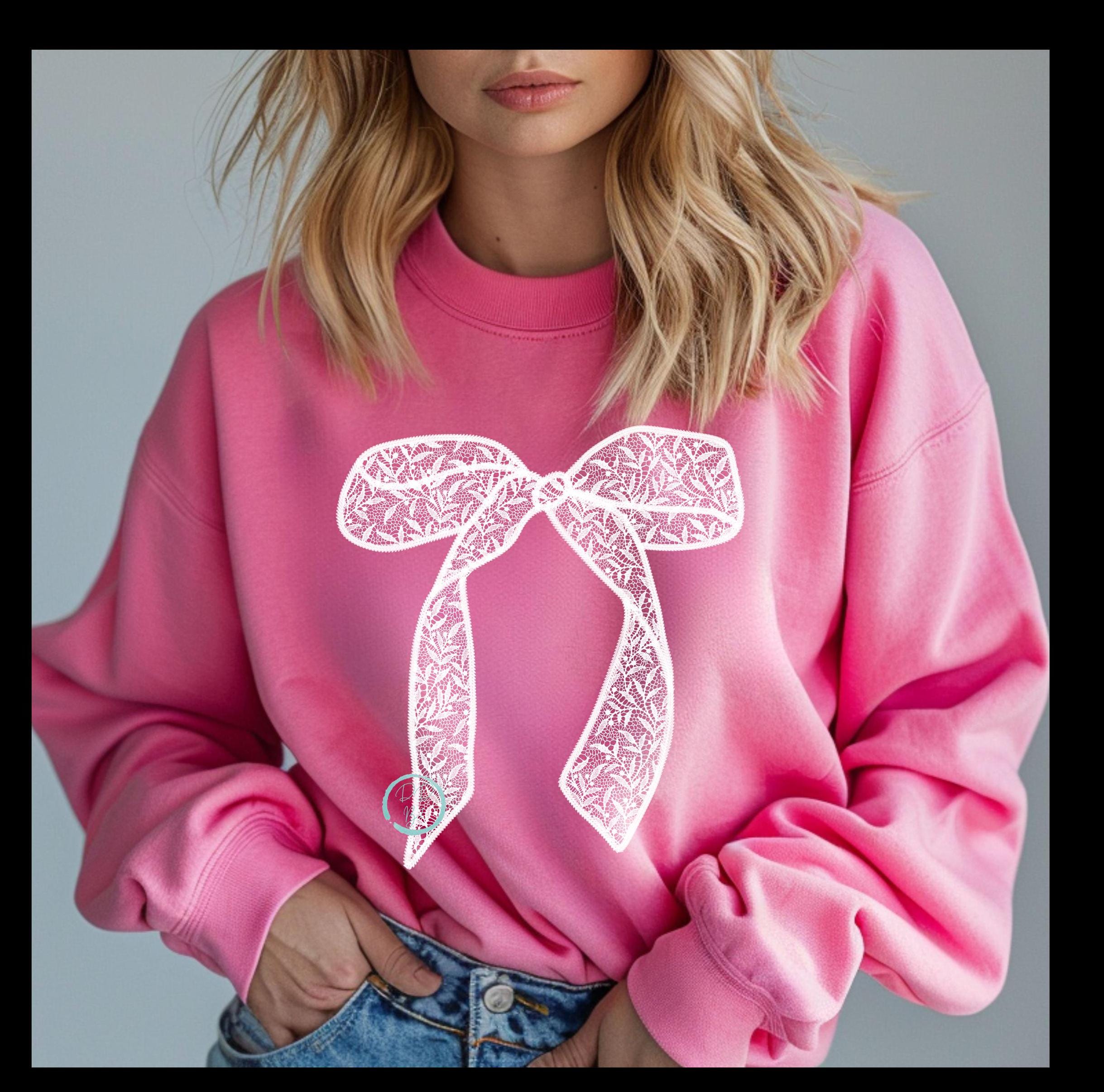 White Lace Coquette Bow Sweatshirt