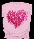 Valentine's Day faux sequin splatter heart short sleeve tshirt