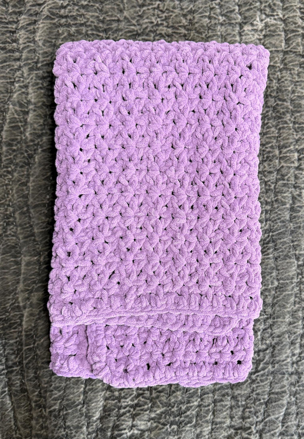 Crocheted Chenille Baby Blanket: Shadow Purple Stroller Blanket
