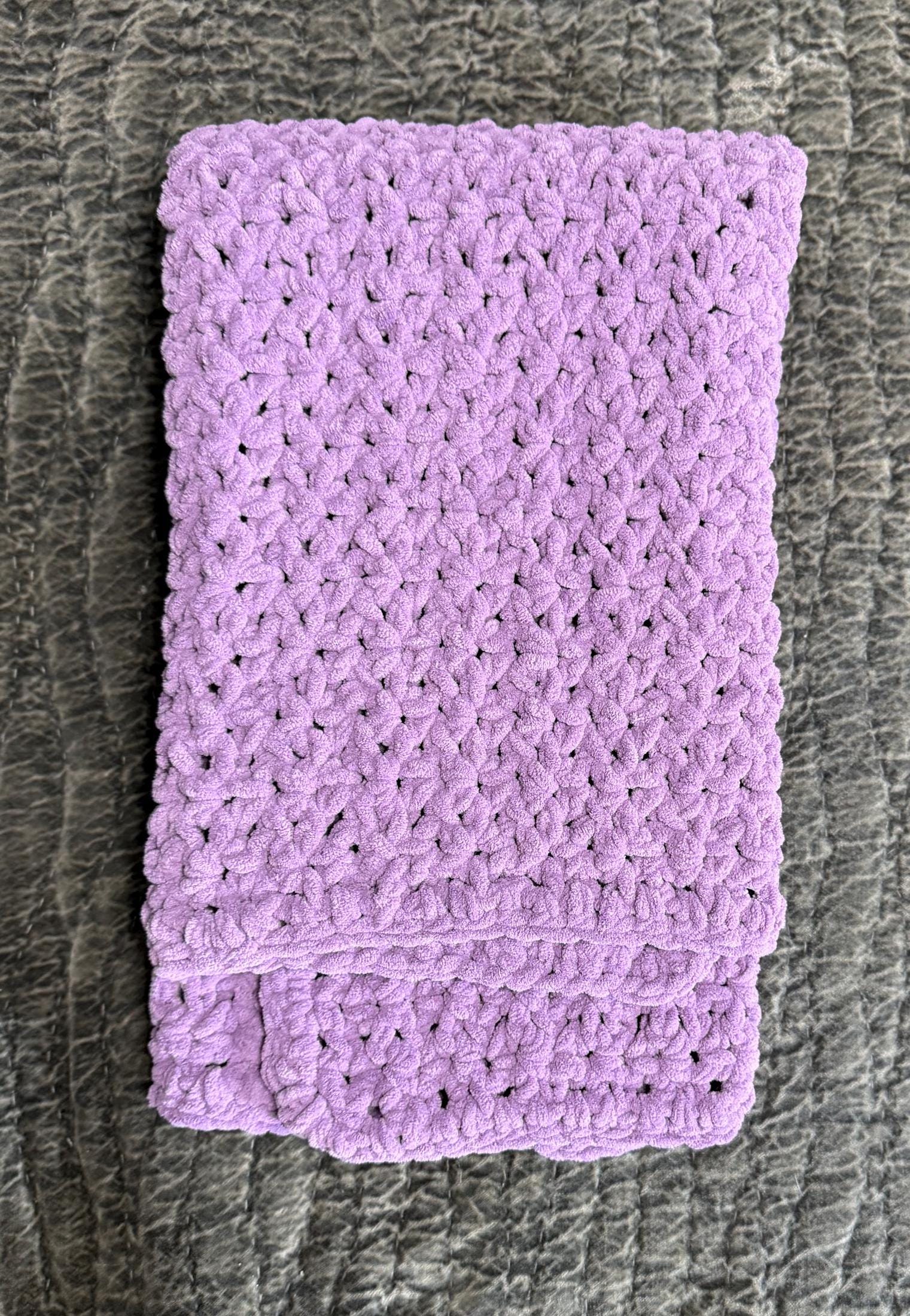 Crocheted Chenille Baby Blanket: Shadow Purple Stroller Blanket