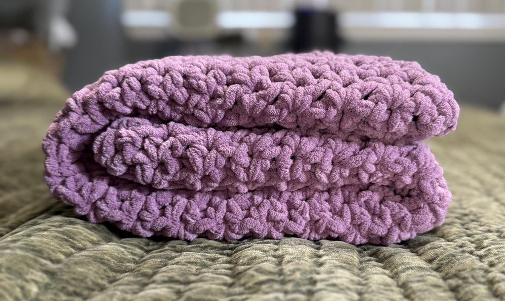 Crocheted Chenille Baby Blanket: Shadow Purple Stroller Blanket