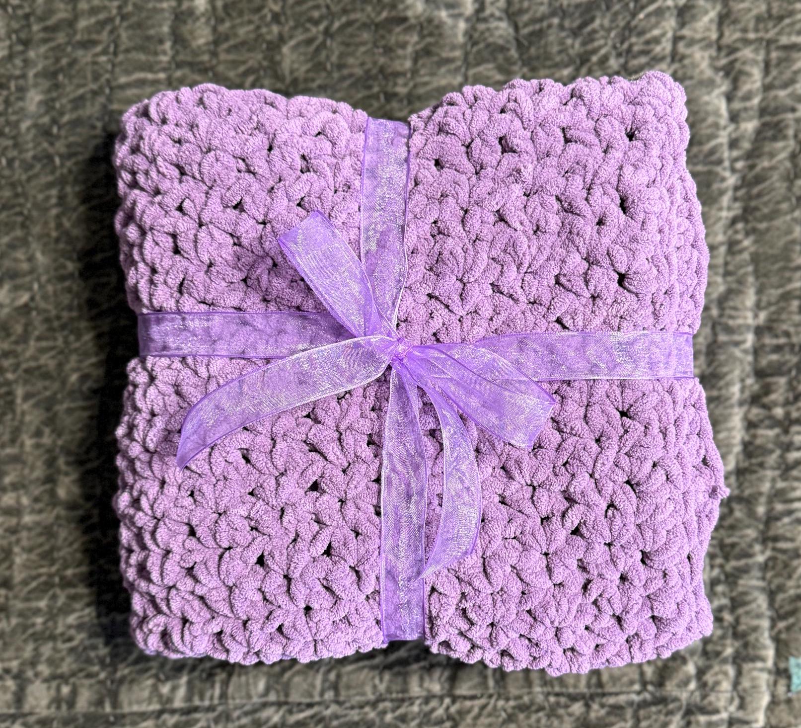 Crocheted Chenille Baby Blanket: Shadow Purple Stroller Blanket