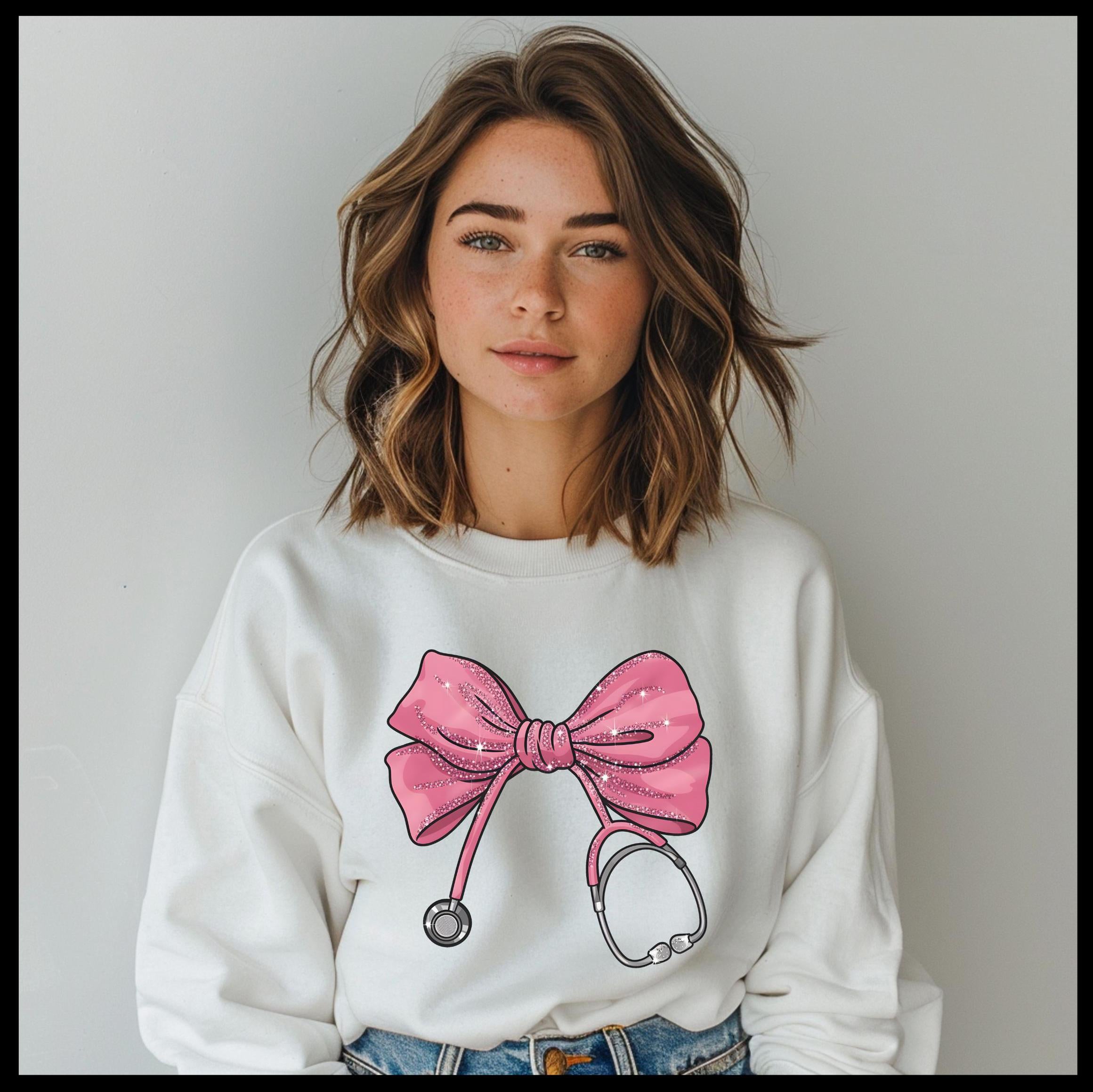 Nurse Pink Coquette Bow sweatshirt