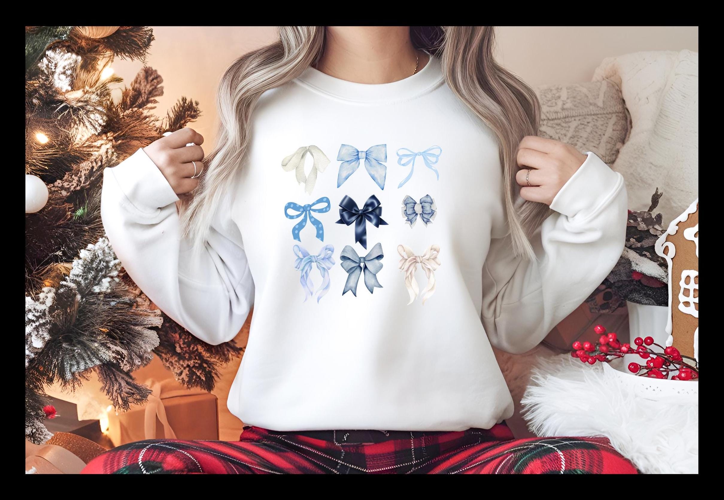 Blue Bows Coquette Sweatshirt: Gildan Softstyle Fleece