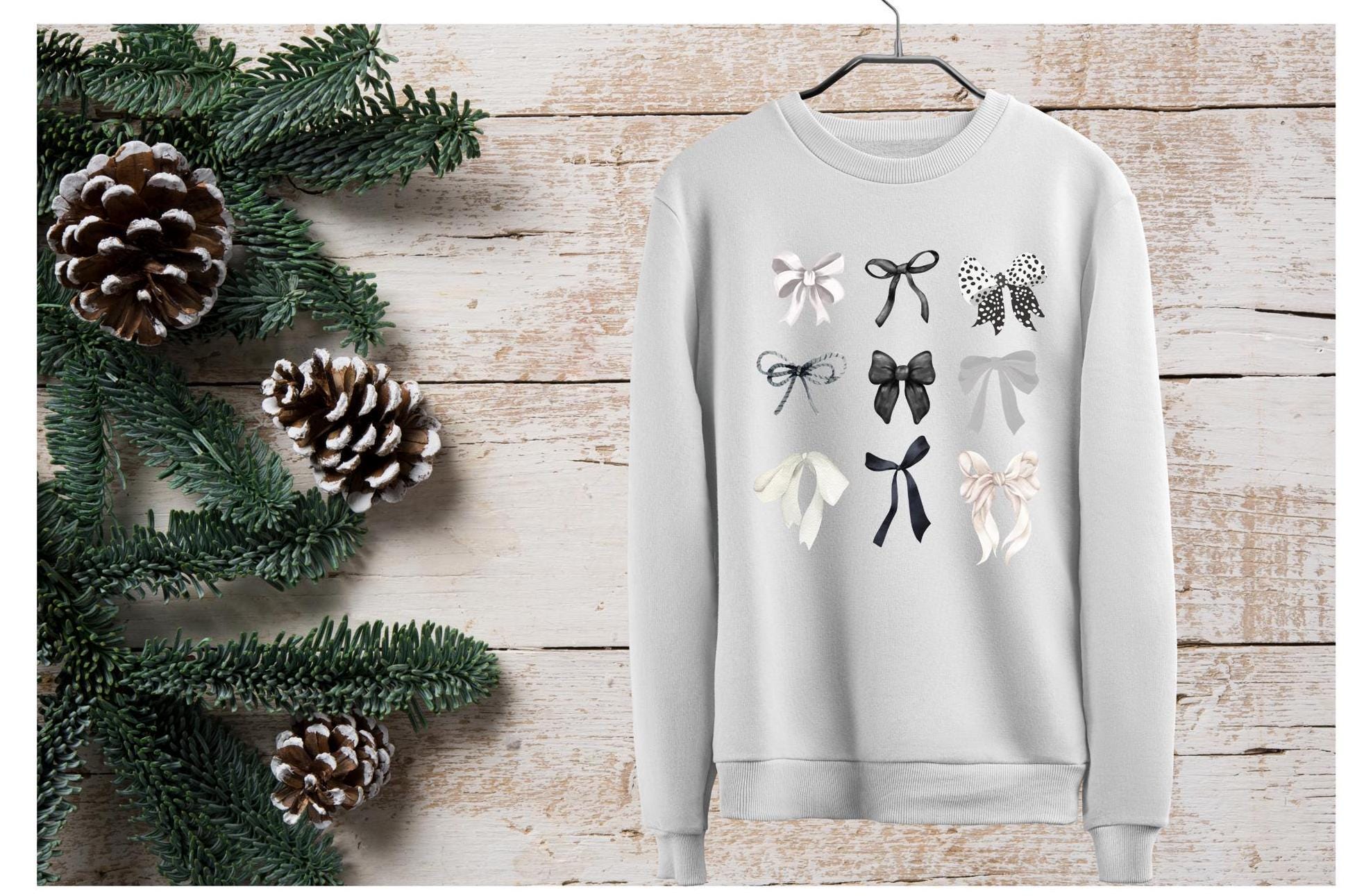 Black and gray bows coquette crewneck sweatshirt.