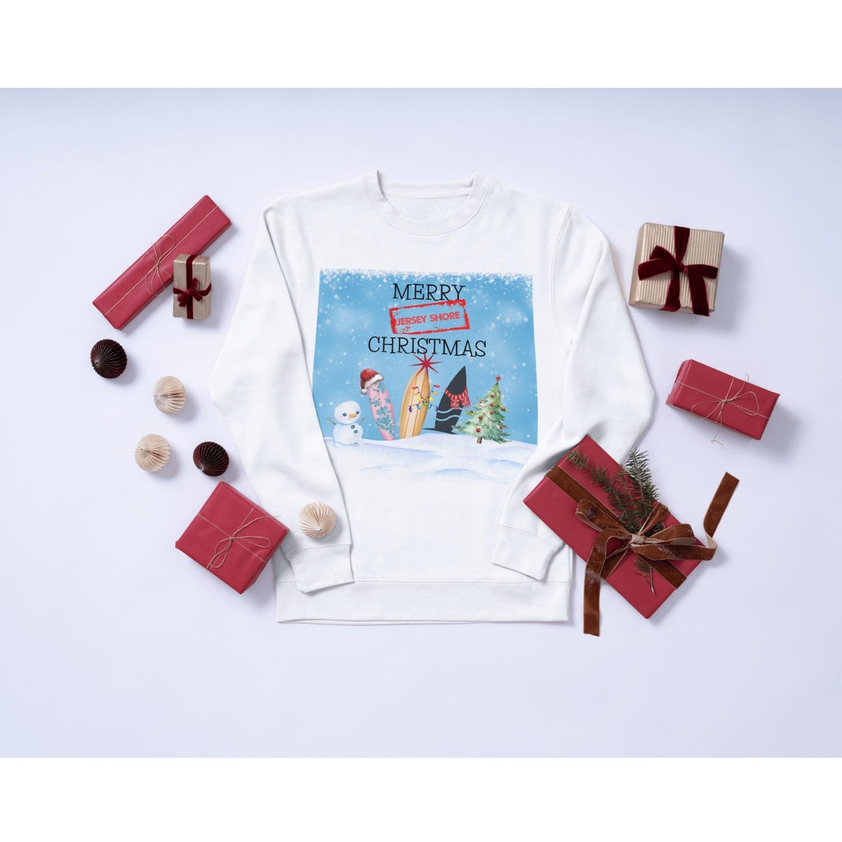 Jersey Shore Christmas Sweatshirt – Funny Holiday Crewneck, Beach Christmas Gift