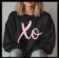 Valentine's Day "XO" pink faux glitter sweatshirt