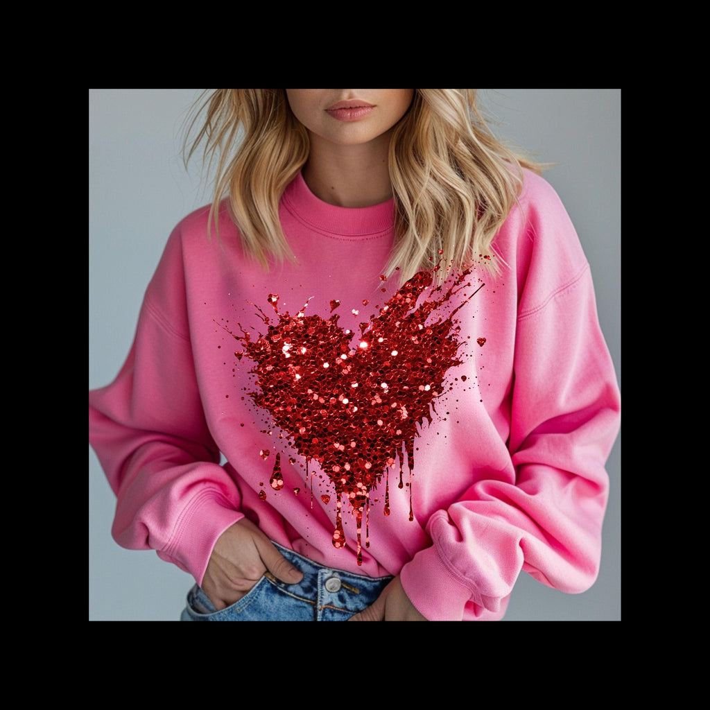 FAUX Red Sequin Heart Valentine's Day Sweatshirt
