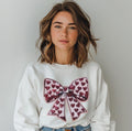 Pink Coquette Bow with Hearts Chenille Patch Sweatshirt