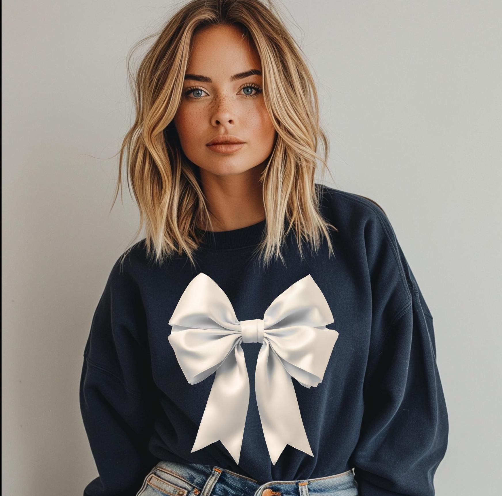 Fun Ivory Coquette Bow Sweatshirt