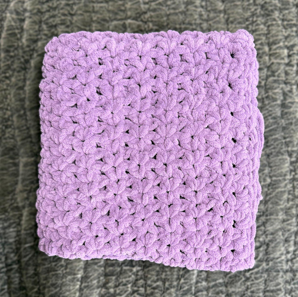 Crocheted Chenille Baby Blanket: Shadow Purple Stroller Blanket