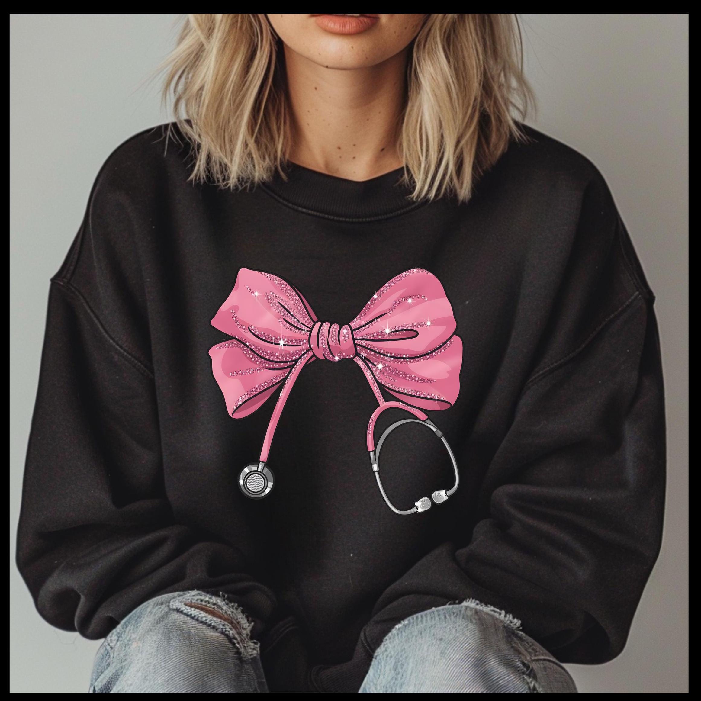Nurse Pink Coquette Bow sweatshirt