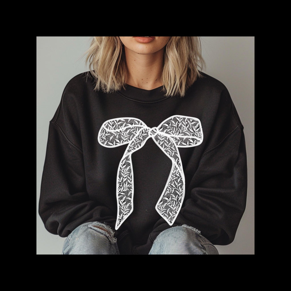 White Lace Coquette Bow Sweatshirt