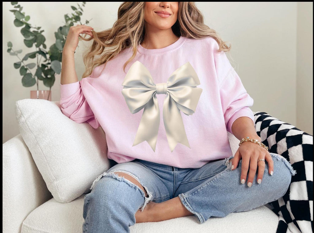 Fun Ivory Coquette Bow Sweatshirt