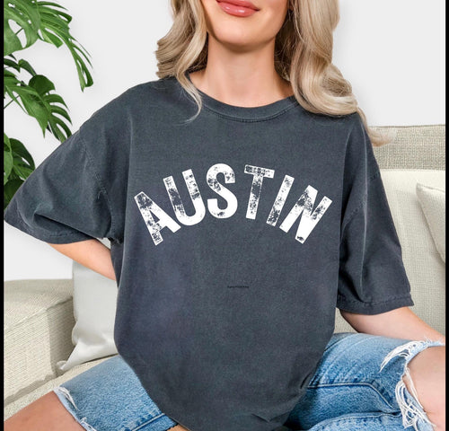Austin distressed short sleeve retro vintage Comfort Colors t-shirt