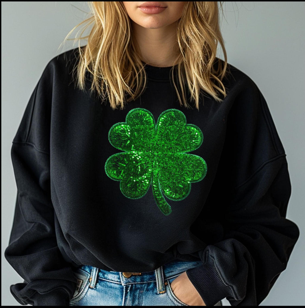 Shamrock Sequin Sweatshirt: St Patrick's Day Irish Clothing