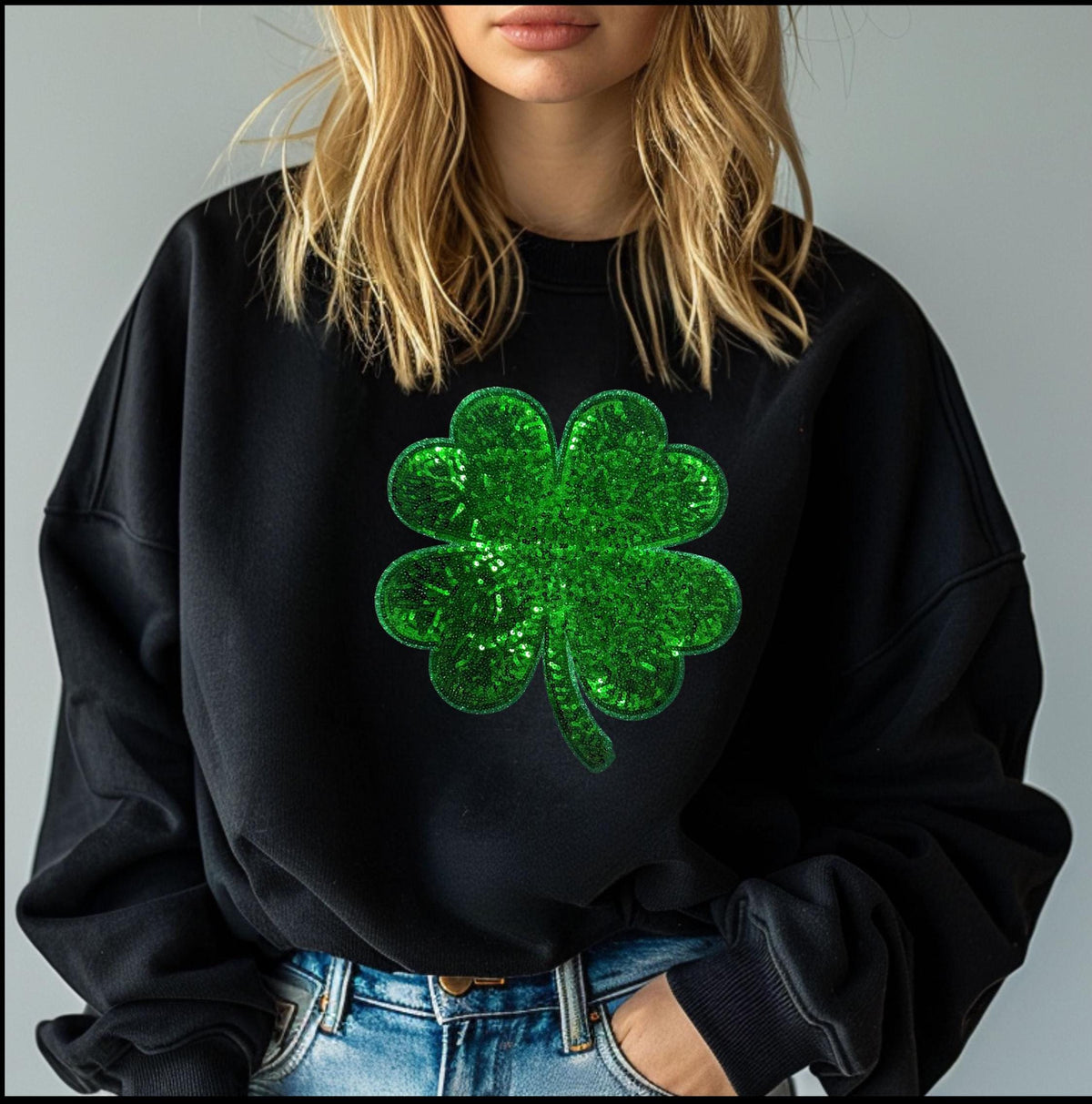 Shamrock Sequin Sweatshirt: St Patrick's Day Irish Clothing