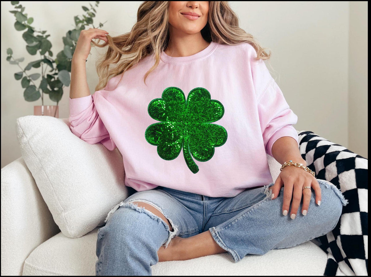 Shamrock Sequin Sweatshirt: St Patrick's Day Irish Clothing