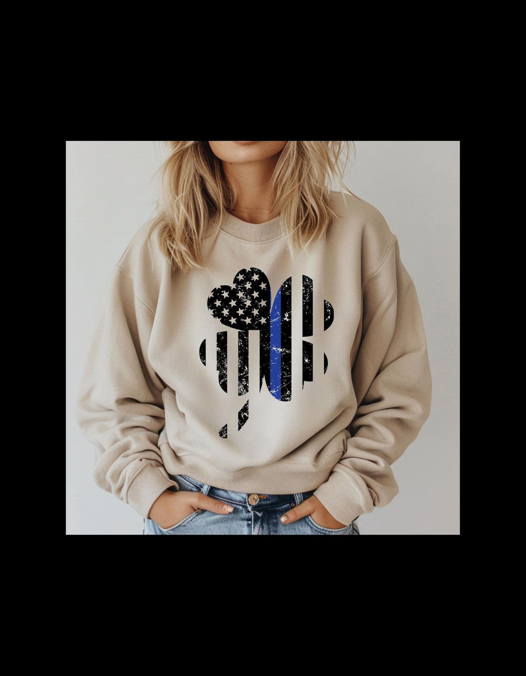 Thin Blue Line Distressed Shamrock sweatshirt for St Patricks Day