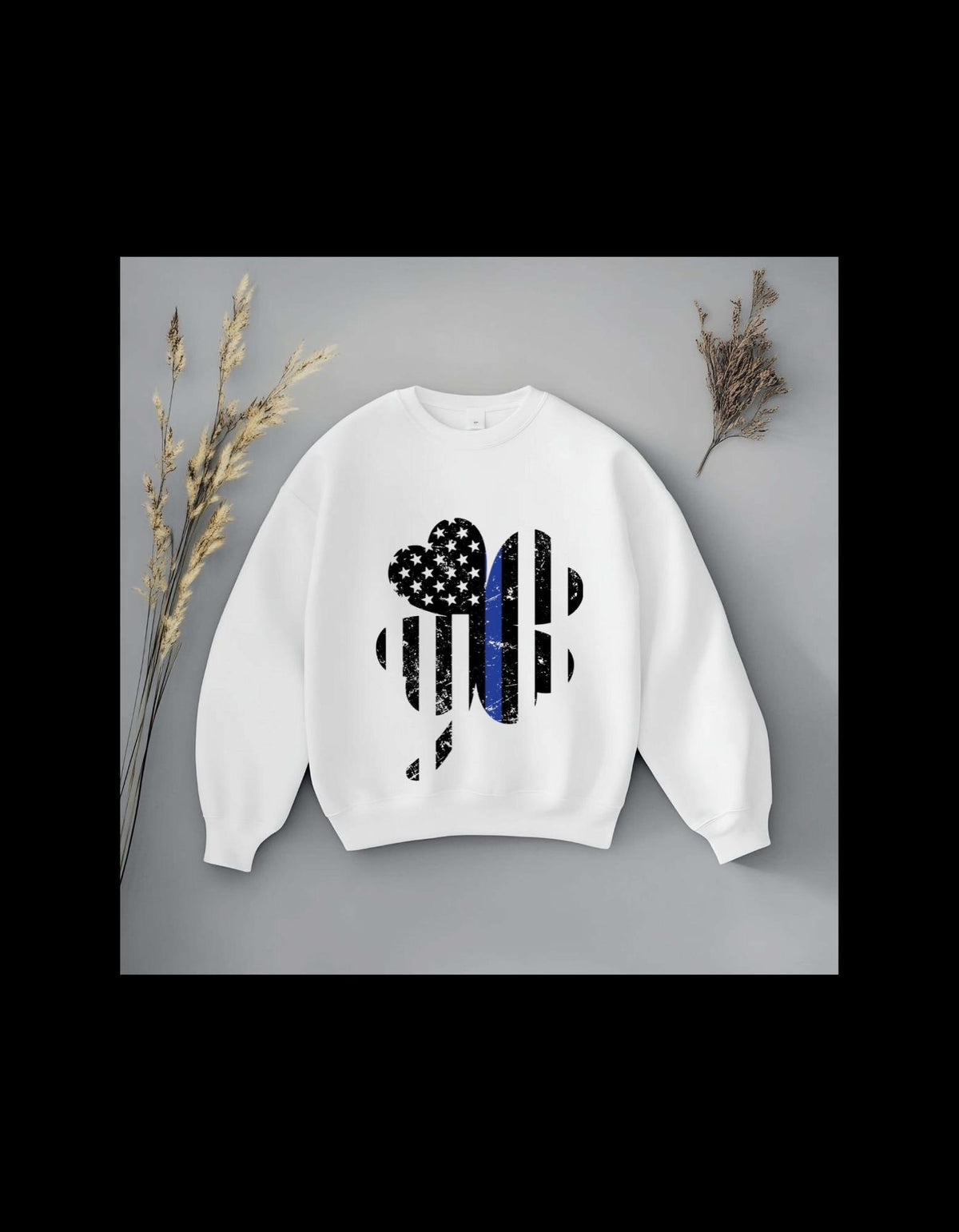 Thin Blue Line Distressed Shamrock sweatshirt for St Patricks Day