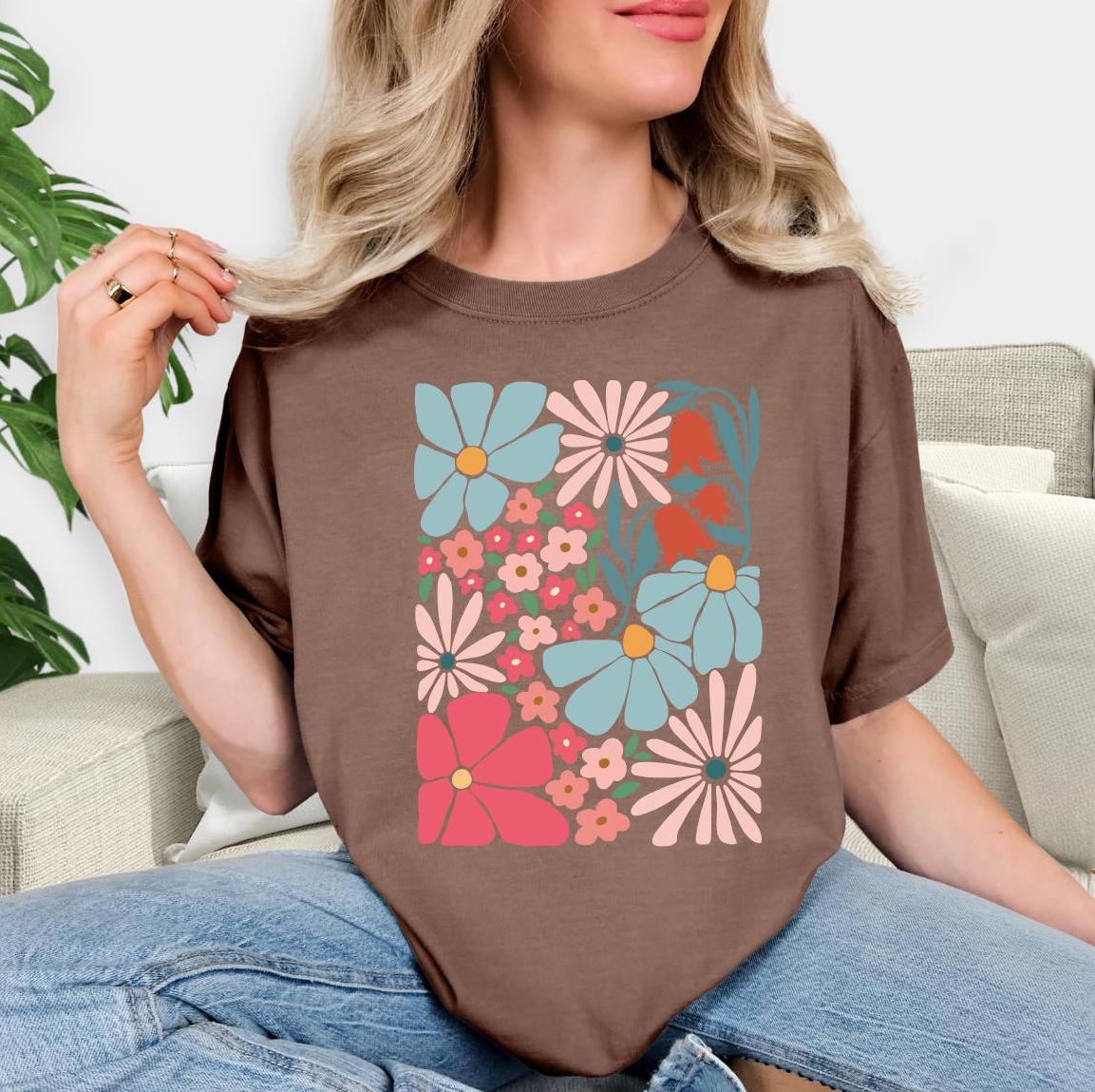 Vintage Boho Floral Short-sleeved Tshirt