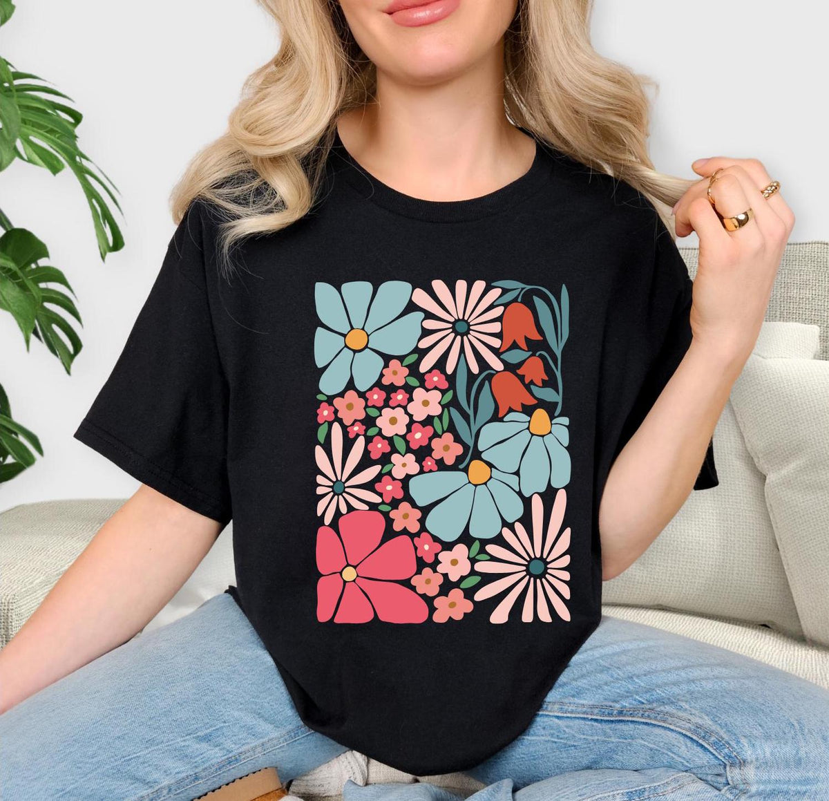 Vintage Boho Floral Short-sleeved Tshirt