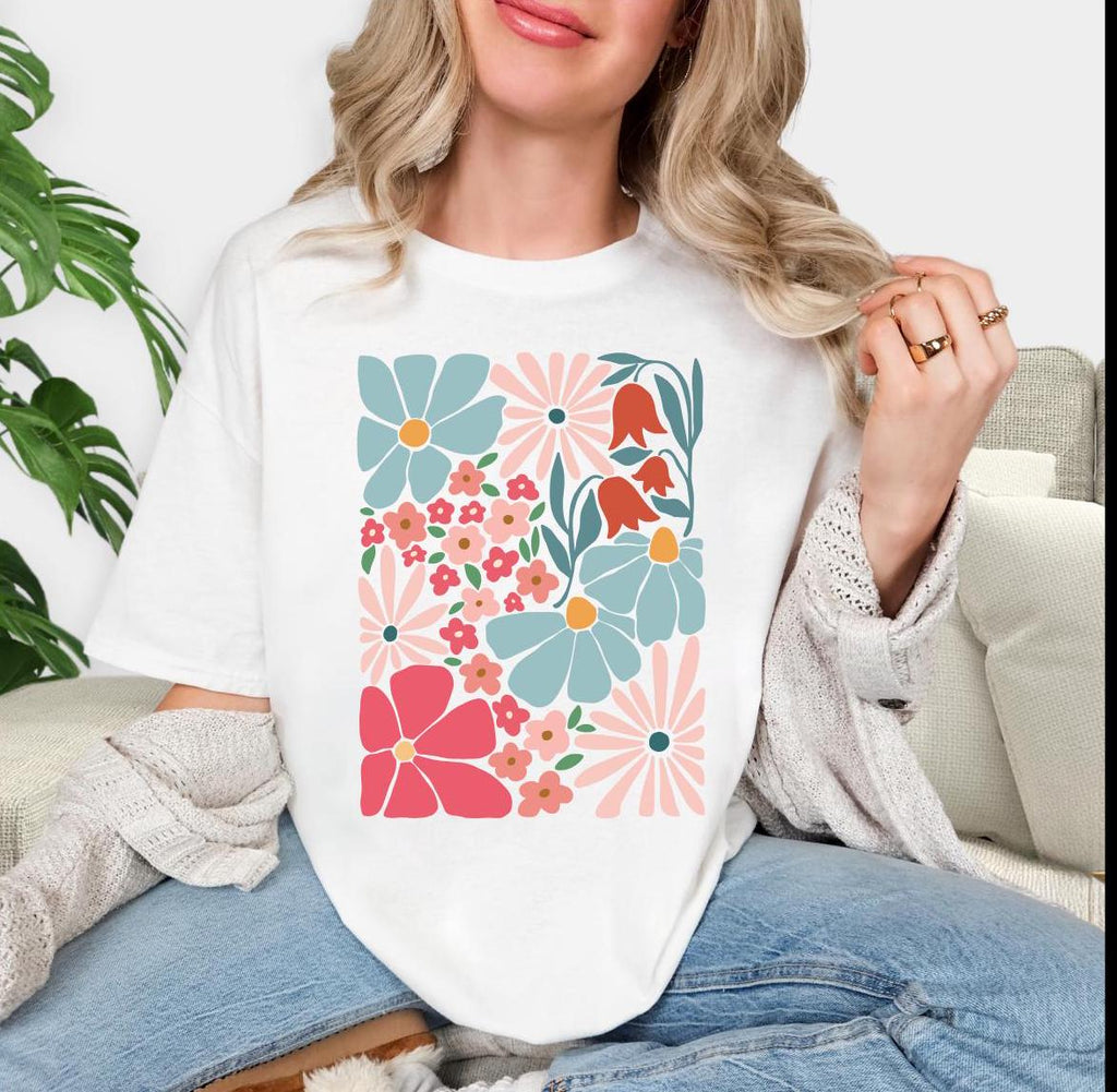 Vintage Boho Floral Short-sleeved Tshirt