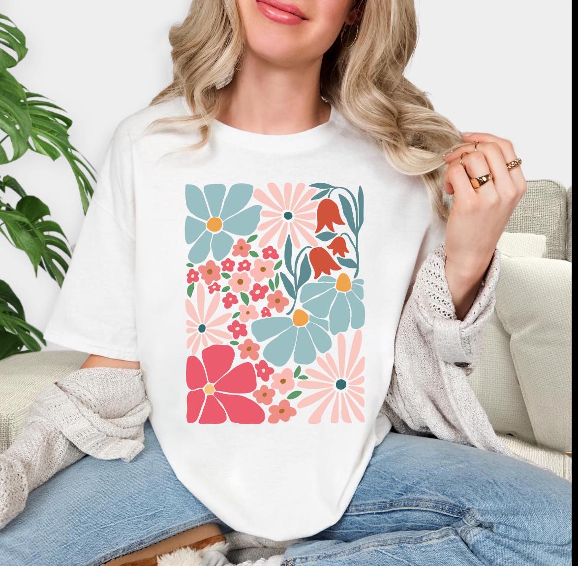 Vintage Boho Floral Short-sleeved Tshirt