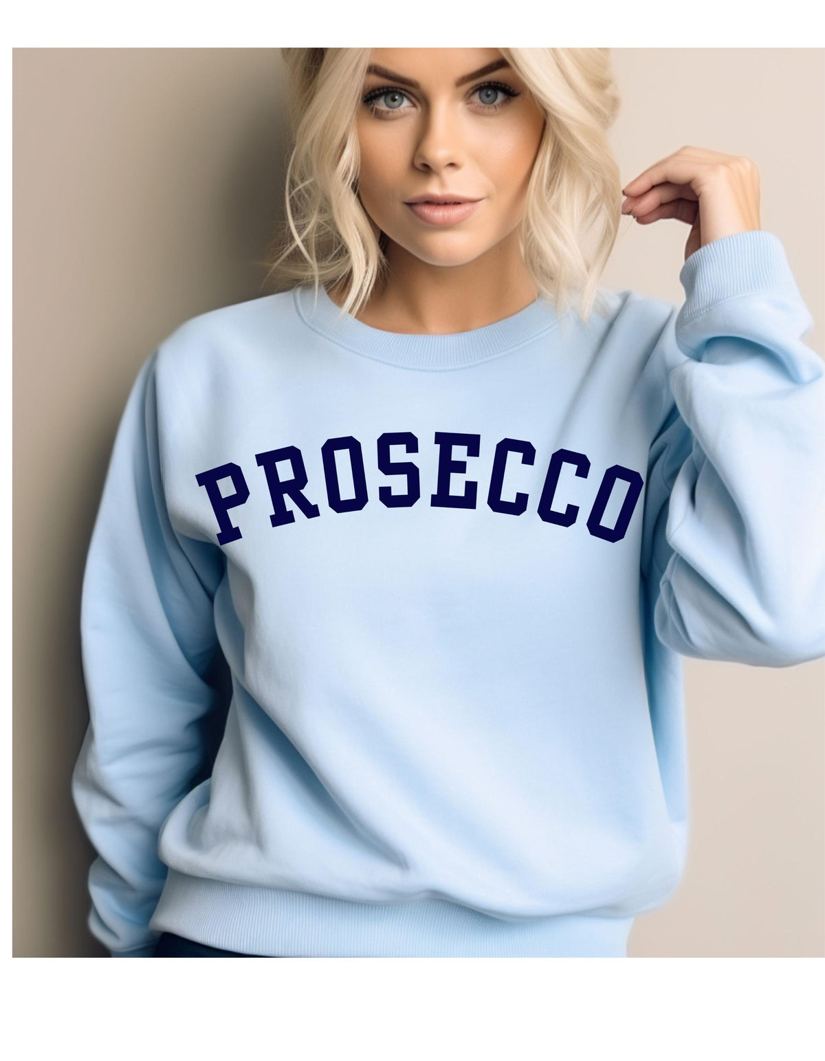 Prosecco Sweatshirt: Gildan 18000 Light Blue Crewneck