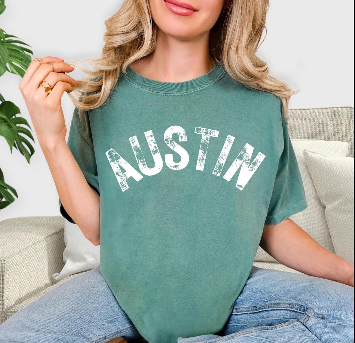 Austin distressed short sleeve retro vintage Comfort Colors t-shirt