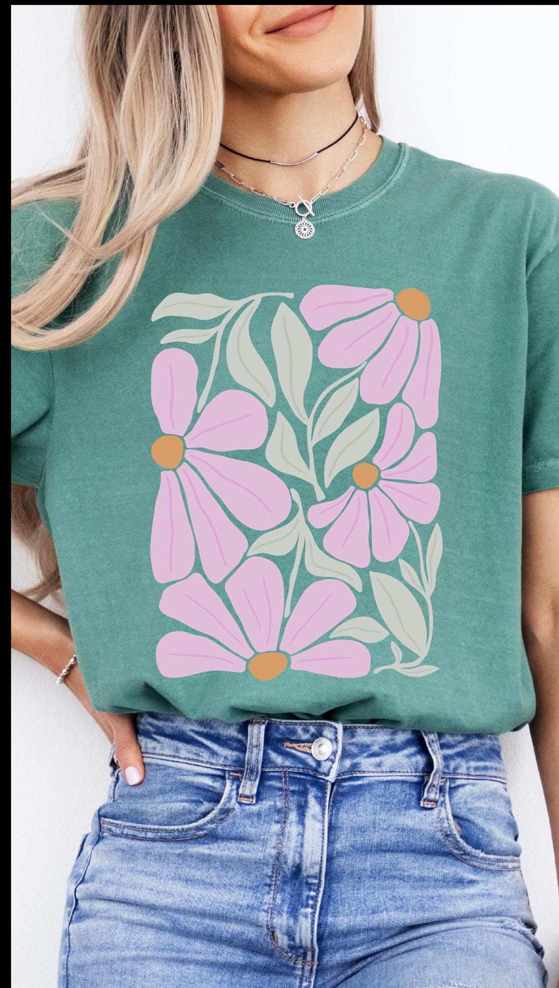 Vintage Floral Cotton Tee: Relaxed Fit Boho Summer Shirt