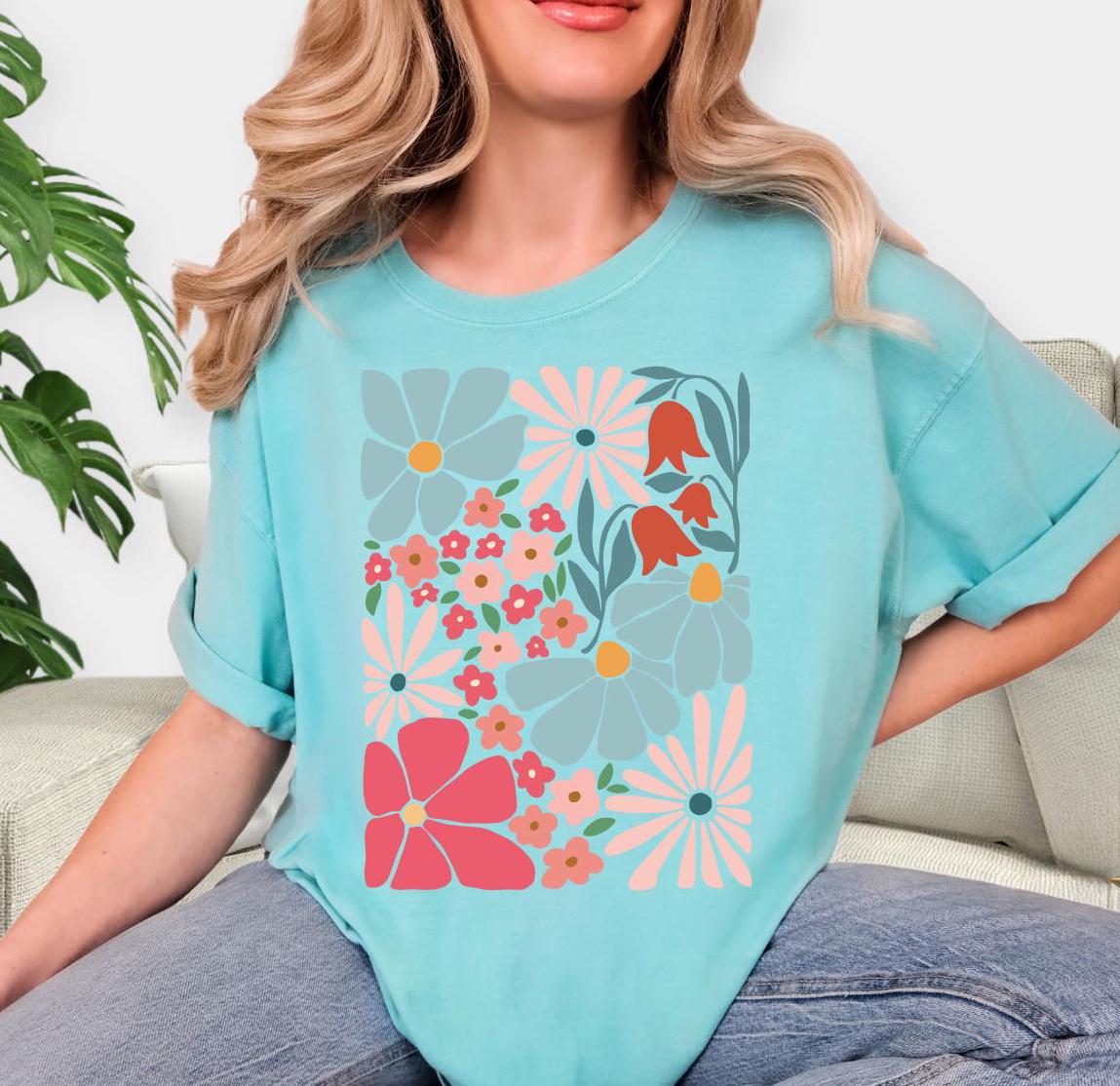 Vintage Boho Floral Short-sleeved Tshirt