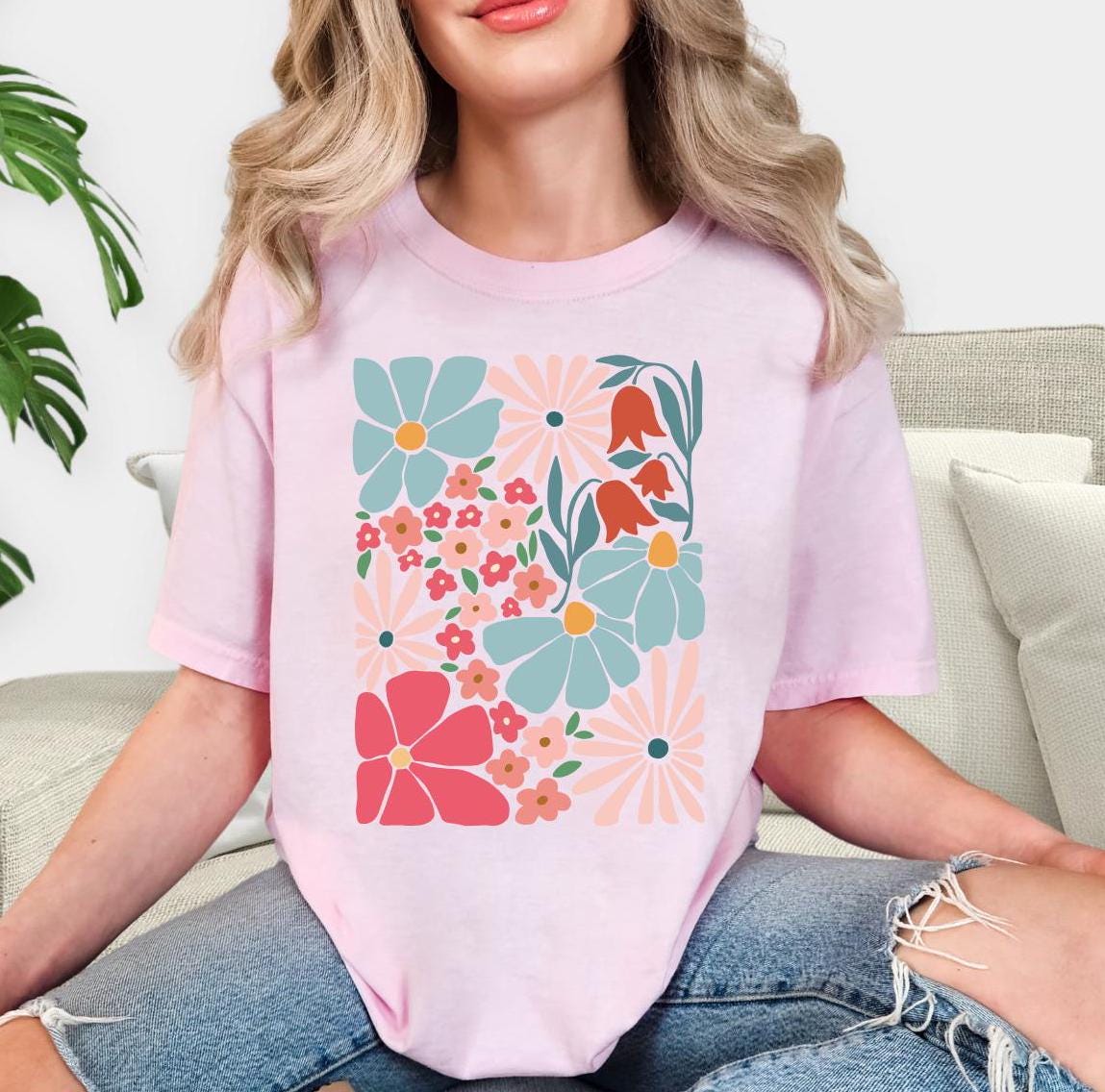 Vintage Boho Floral Short-sleeved Tshirt