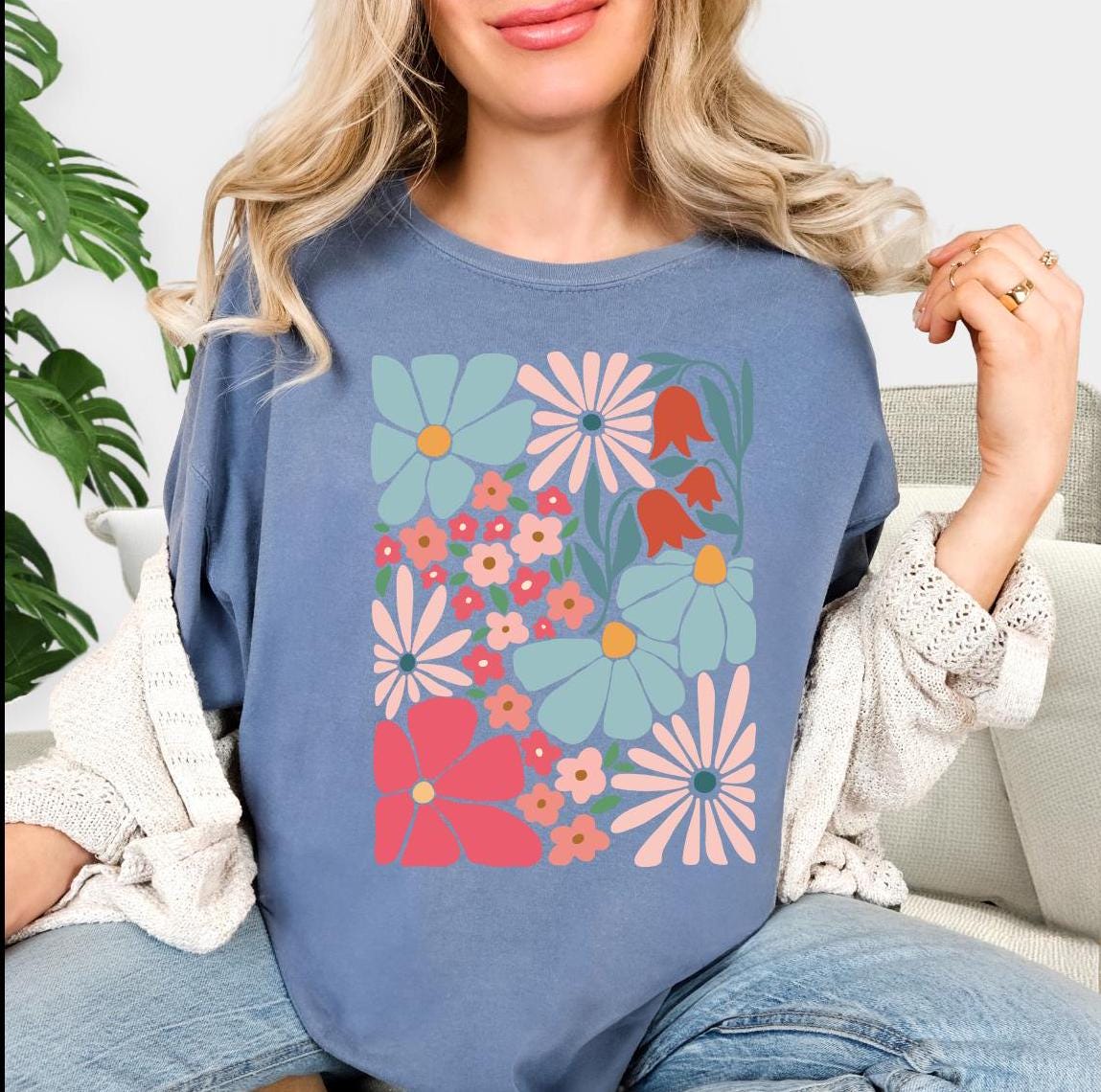 Vintage Boho Floral Short-sleeved Tshirt